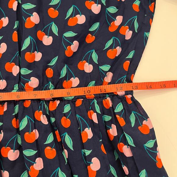 NWT Crewcuts Cherry Print Dress Girl’s 12 Navy Tiered Cotton Long Sleeve Cute - Picture 9 of 12